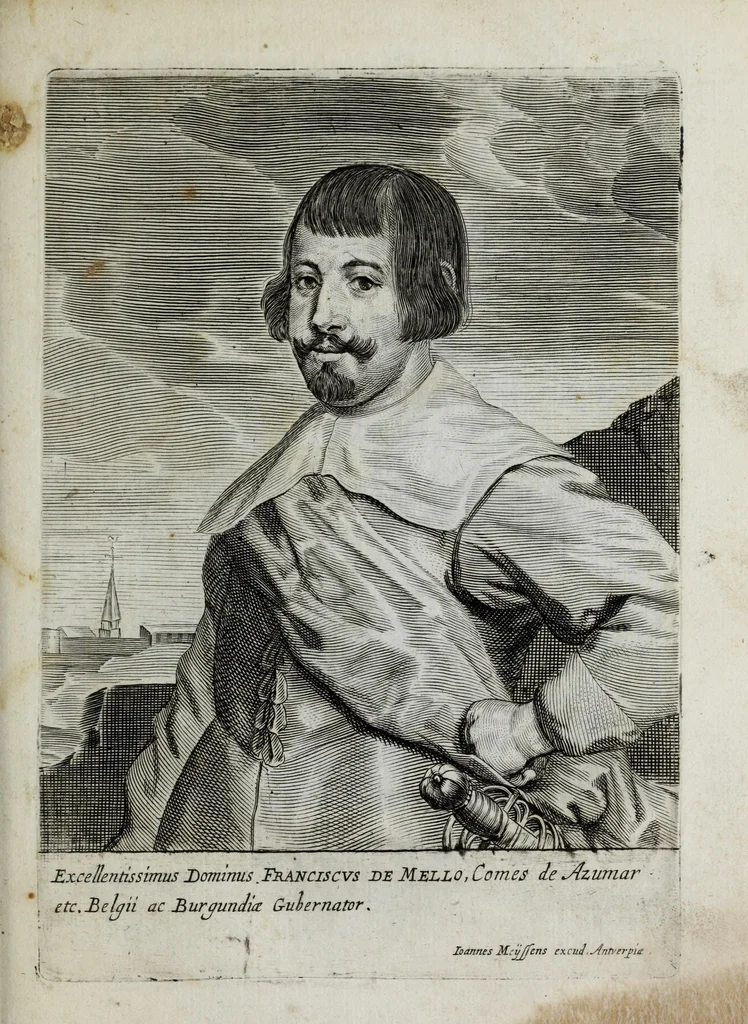 An illustration from Tabula chronologica, sive, Ducum Lotharingiae, Brabantiae, Limburgi &c. et gubernatorum ac archistrategorum eorundem ducatuum & ditionum continua series .., 1669, leaf 165