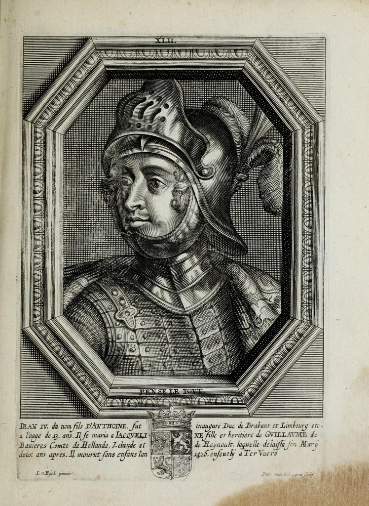 An illustration from Tabula chronologica, sive, Ducum Lotharingiae, Brabantiae, Limburgi &c. et gubernatorum ac archistrategorum eorundem ducatuum & ditionum continua series .., 1669, leaf 69