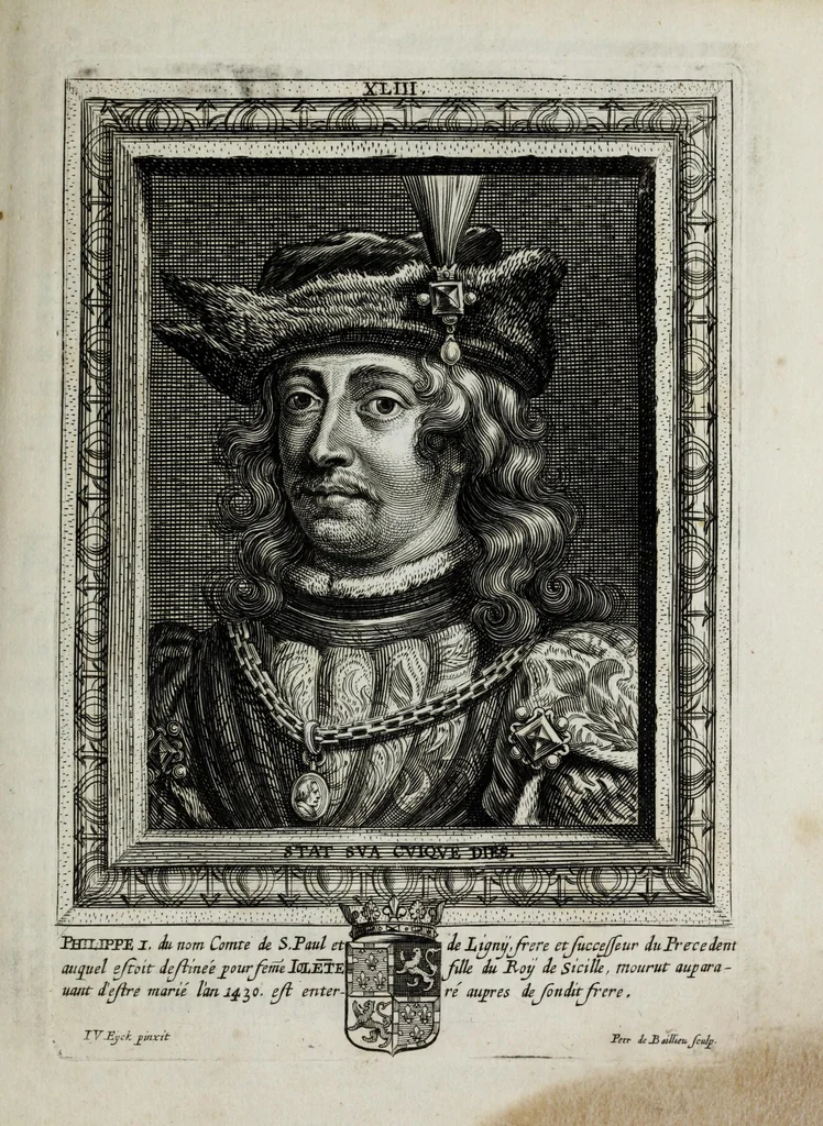 An illustration from Tabula chronologica, sive, Ducum Lotharingiae, Brabantiae, Limburgi &c. et gubernatorum ac archistrategorum eorundem ducatuum & ditionum continua series .., 1669, leaf 71