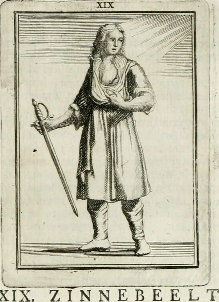 An illustration from Tafereel van overdeftige zinnebeelden : gemaelt naer de deuchden, ondeuchden, gemoetsdriften der menschen, straffen Godts, en zegeningen : eerst beschreven door Cesare Ripa, Pierius Valerianus, Orus Apollo, en anderen ..., 1722, leaf 104