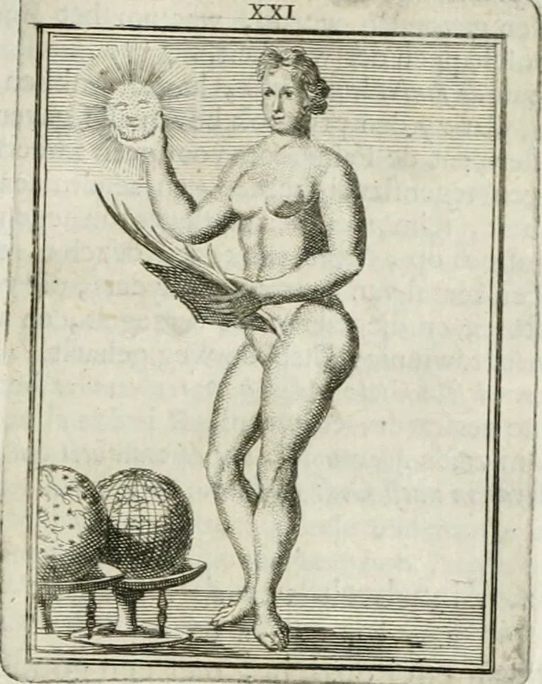 An illustration from Tafereel van overdeftige zinnebeelden : gemaelt naer de deuchden, ondeuchden, gemoetsdriften der menschen, straffen Godts, en zegeningen : eerst beschreven door Cesare Ripa, Pierius Valerianus, Orus Apollo, en anderen ..., 1722, leaf 112