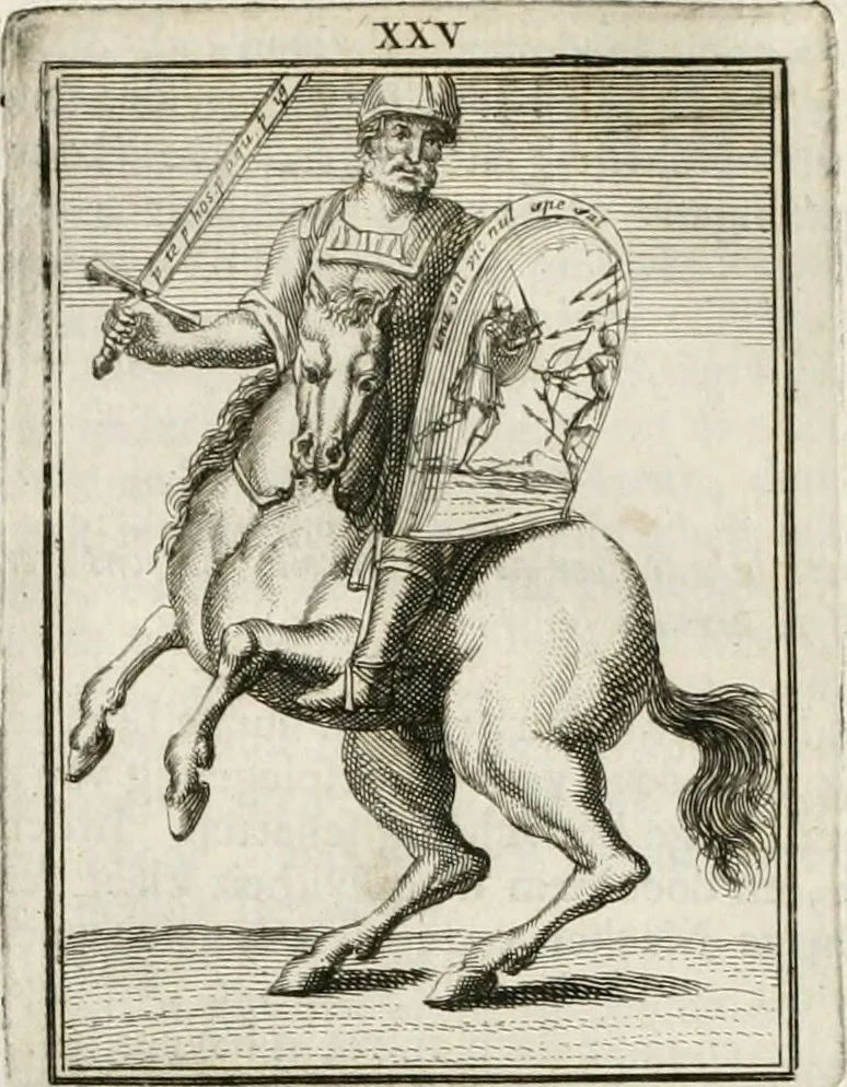 An illustration from Tafereel van overdeftige zinnebeelden : gemaelt naer de deuchden, ondeuchden, gemoetsdriften der menschen, straffen Godts, en zegeningen : eerst beschreven door Cesare Ripa, Pierius Valerianus, Orus Apollo, en anderen ..., 1722, leaf 143
