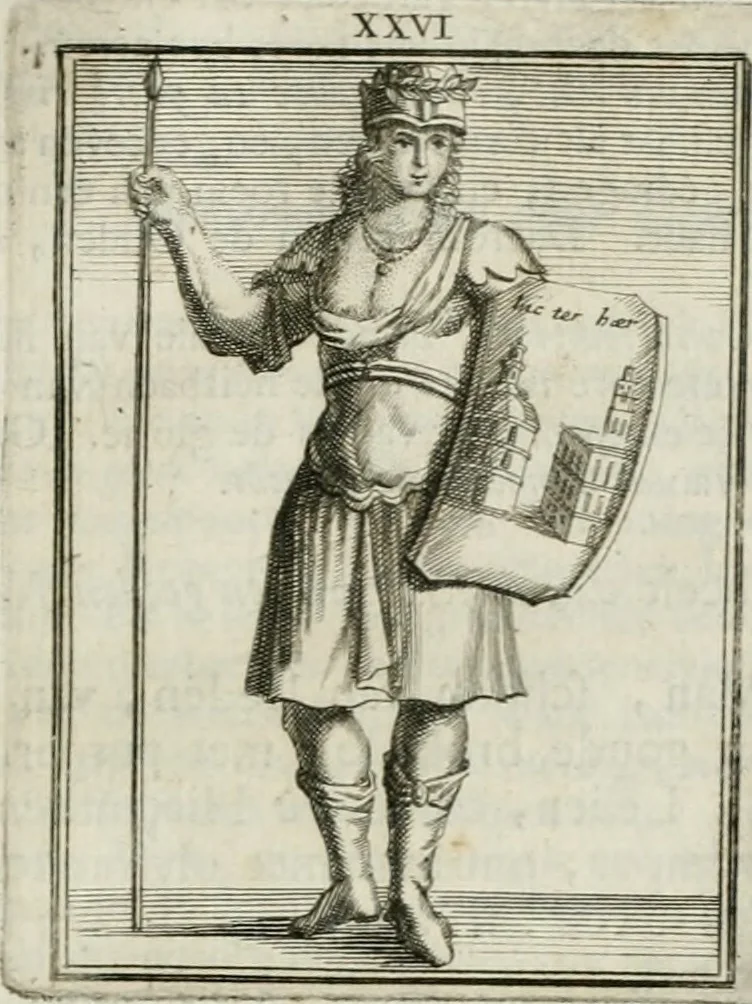 An illustration from Tafereel van overdeftige zinnebeelden : gemaelt naer de deuchden, ondeuchden, gemoetsdriften der menschen, straffen Godts, en zegeningen : eerst beschreven door Cesare Ripa, Pierius Valerianus, Orus Apollo, en anderen ..., 1722, leaf 148