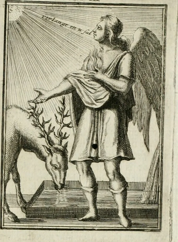 An illustration from Tafereel van overdeftige zinnebeelden : gemaelt naer de deuchden, ondeuchden, gemoetsdriften der menschen, straffen Godts, en zegeningen : eerst beschreven door Cesare Ripa, Pierius Valerianus, Orus Apollo, en anderen ..., 1722, leaf 166