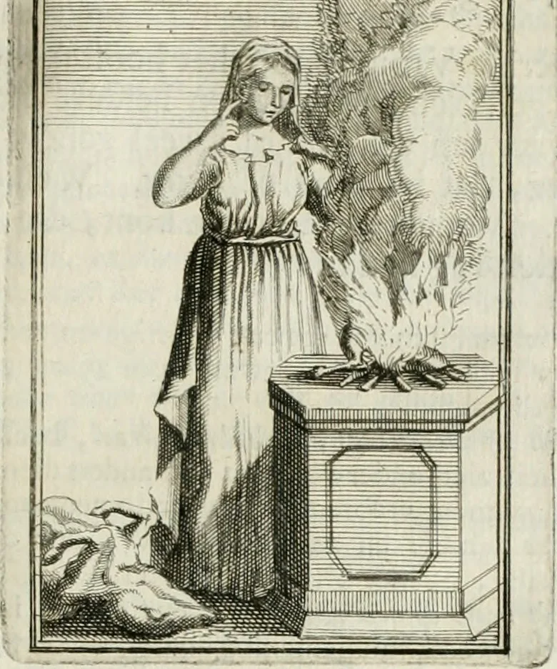 An illustration from Tafereel van overdeftige zinnebeelden : gemaelt naer de deuchden, ondeuchden, gemoetsdriften der menschen, straffen Godts, en zegeningen : eerst beschreven door Cesare Ripa, Pierius Valerianus, Orus Apollo, en anderen ..., 1722, leaf 170