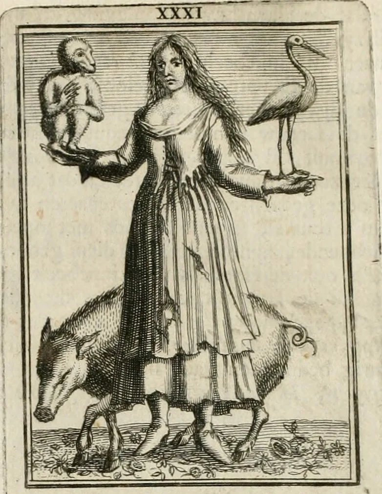 An illustration from Tafereel van overdeftige zinnebeelden : gemaelt naer de deuchden, ondeuchden, gemoetsdriften der menschen, straffen Godts, en zegeningen : eerst beschreven door Cesare Ripa, Pierius Valerianus, Orus Apollo, en anderen ..., 1722, leaf 183