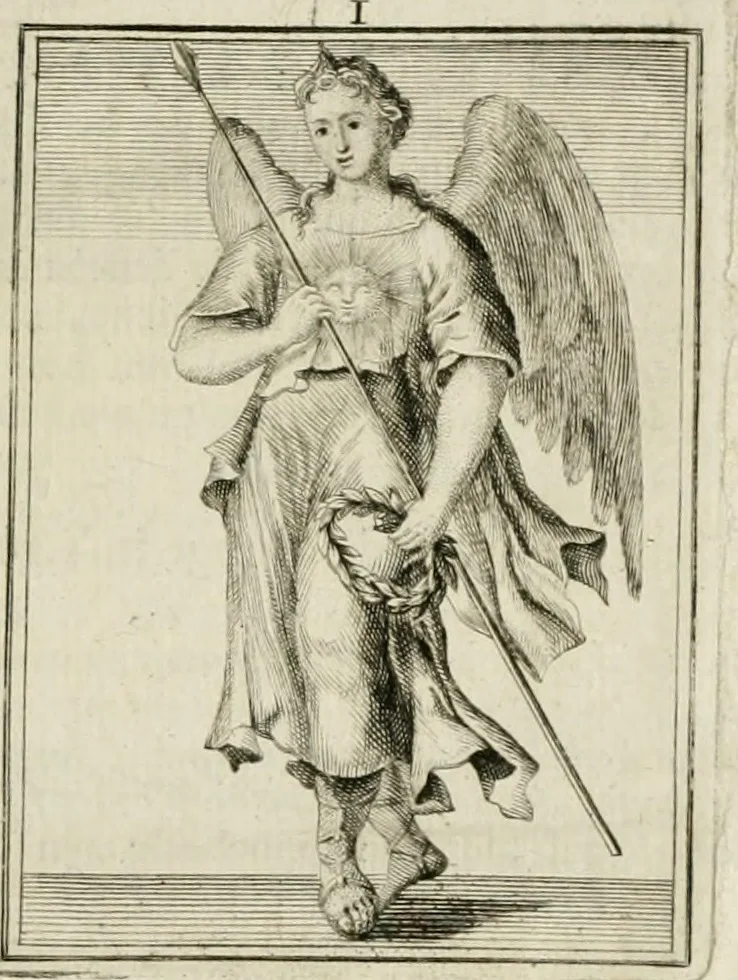 An illustration from Tafereel van overdeftige zinnebeelden : gemaelt naer de deuchden, ondeuchden, gemoetsdriften der menschen, straffen Godts, en zegeningen : eerst beschreven door Cesare Ripa, Pierius Valerianus, Orus Apollo, en anderen ..., 1722, leaf 20