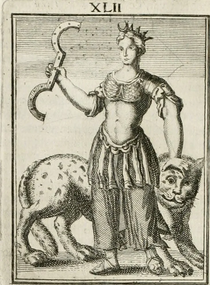 An illustration from Tafereel van overdeftige zinnebeelden : gemaelt naer de deuchden, ondeuchden, gemoetsdriften der menschen, straffen Godts, en zegeningen : eerst beschreven door Cesare Ripa, Pierius Valerianus, Orus Apollo, en anderen ..., 1722, leaf 245