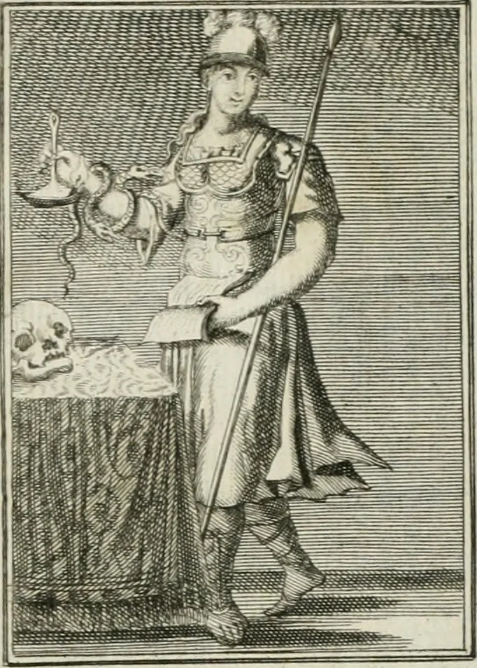An illustration from Tafereel van overdeftige zinnebeelden : gemaelt naer de deuchden, ondeuchden, gemoetsdriften der menschen, straffen Godts, en zegeningen : eerst beschreven door Cesare Ripa, Pierius Valerianus, Orus Apollo, en anderen ..., 1722, leaf 280