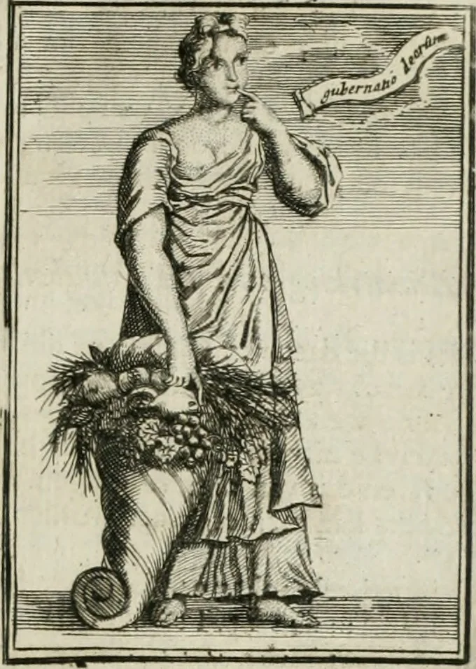 An illustration from Tafereel van overdeftige zinnebeelden : gemaelt naer de deuchden, ondeuchden, gemoetsdriften der menschen, straffen Godts, en zegeningen : eerst beschreven door Cesare Ripa, Pierius Valerianus, Orus Apollo, en anderen ..., 1722, leaf 328