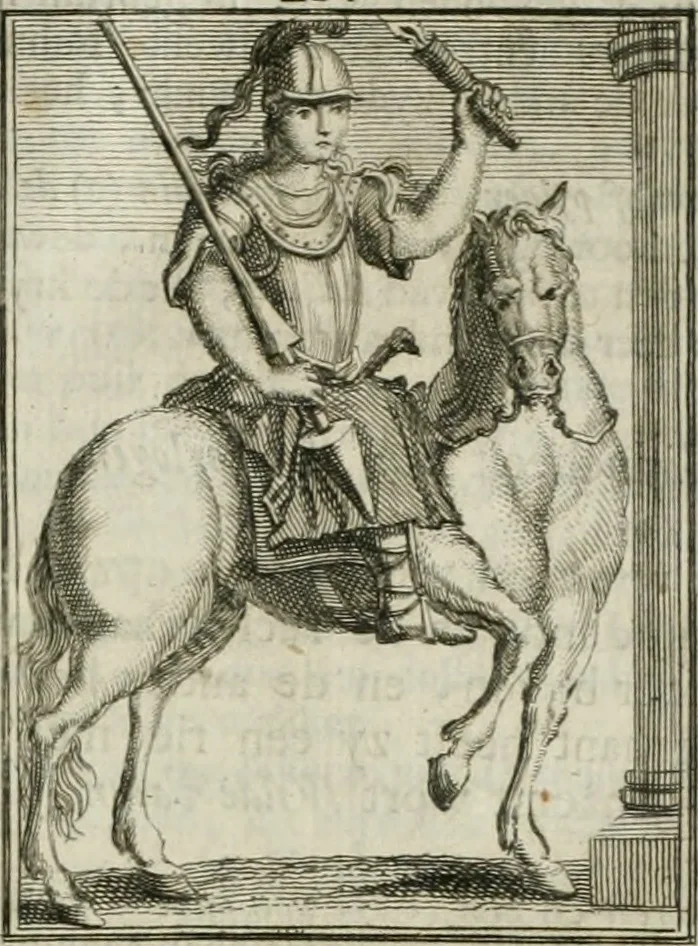 An illustration from Tafereel van overdeftige zinnebeelden : gemaelt naer de deuchden, ondeuchden, gemoetsdriften der menschen, straffen Godts, en zegeningen : eerst beschreven door Cesare Ripa, Pierius Valerianus, Orus Apollo, en anderen ..., 1722, leaf 344