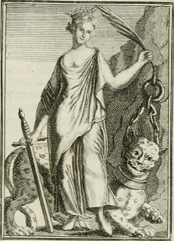 An illustration from Tafereel van overdeftige zinnebeelden : gemaelt naer de deuchden, ondeuchden, gemoetsdriften der menschen, straffen Godts, en zegeningen : eerst beschreven door Cesare Ripa, Pierius Valerianus, Orus Apollo, en anderen ..., 1722, leaf 94
