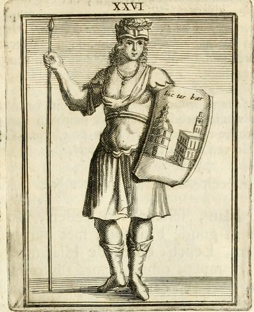 An illustration from Tafereel van overdeftige zinnebeelden : gemaelt naer de deuchden, ondeuchden, gemoetsdriften der menschen, straffen Godts, en zegeningen : eerst beschreven door Cesare Ripa, Pierius Valerianus, Orus Apollo, en anderen ..., 1722, leaf 150