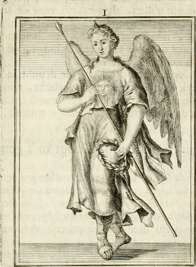 An illustration from Tafereel van overdeftige zinnebeelden : gemaelt naer de deuchden, ondeuchden, gemoetsdriften der menschen, straffen Godts, en zegeningen : eerst beschreven door Cesare Ripa, Pierius Valerianus, Orus Apollo, en anderen ..., 1722, leaf 22