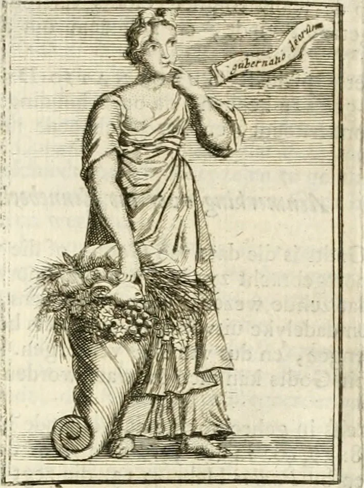 An illustration from Tafereel van overdeftige zinnebeelden : gemaelt naer de deuchden, ondeuchden, gemoetsdriften der menschen, straffen Godts, en zegeningen : eerst beschreven door Cesare Ripa, Pierius Valerianus, Orus Apollo, en anderen ..., 1722, leaf 330