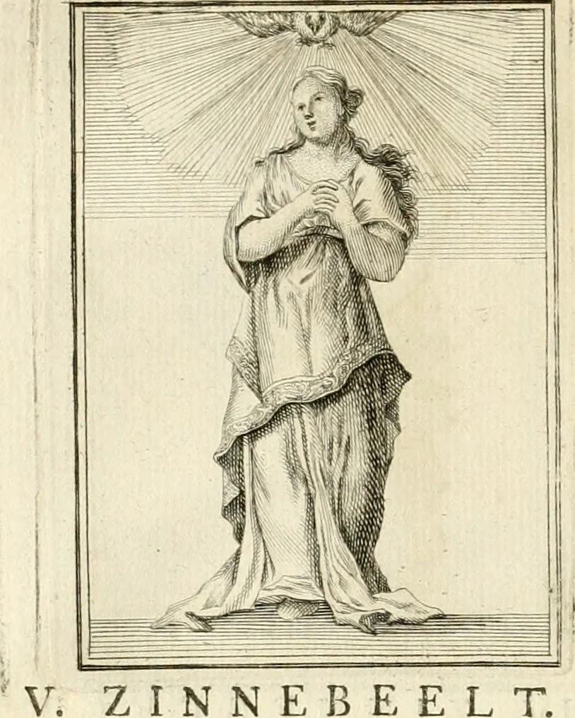 An illustration from Tafereel van overdeftige zinnebeelden : gemaelt naer de deuchden, ondeuchden, gemoetsdriften der menschen, straffen Godts, en zegeningen : eerst beschreven door Cesare Ripa, Pierius Valerianus, Orus Apollo, en anderen ..., 1722, leaf 35