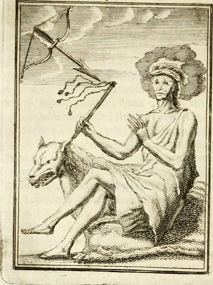 An illustration from Tafereel van overdeftige zinnebeelden : gemaelt naer de deuchden, ondeuchden, gemoetsdriften der menschen, straffen Godts, en zegeningen : eerst beschreven door Cesare Ripa, Pierius Valerianus, Orus Apollo, en anderen ..., 1722, leaf 359