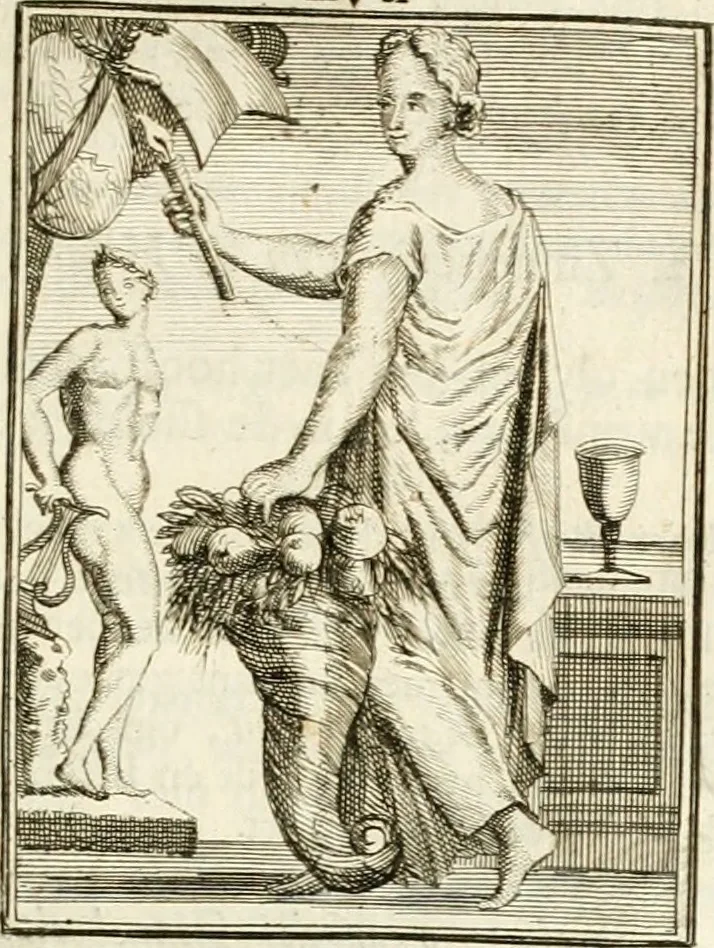 An illustration from Tafereel van overdeftige zinnebeelden : gemaelt naer de deuchden, ondeuchden, gemoetsdriften der menschen, straffen Godts, en zegeningen : eerst beschreven door Cesare Ripa, Pierius Valerianus, Orus Apollo, en anderen ..., 1722, leaf 362