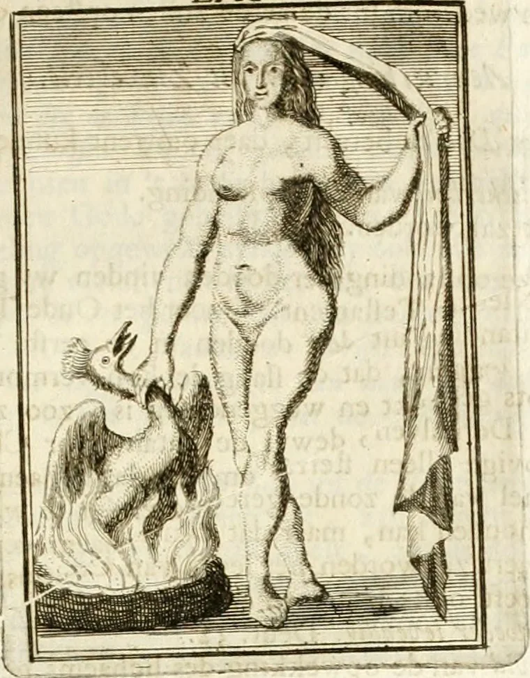 An illustration from Tafereel van overdeftige zinnebeelden : gemaelt naer de deuchden, ondeuchden, gemoetsdriften der menschen, straffen Godts, en zegeningen : eerst beschreven door Cesare Ripa, Pierius Valerianus, Orus Apollo, en anderen ..., 1722, leaf 400
