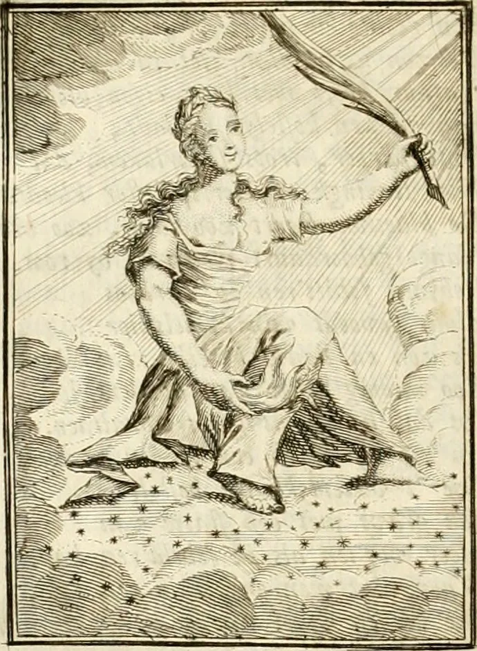 An illustration from Tafereel van overdeftige zinnebeelden : gemaelt naer de deuchden, ondeuchden, gemoetsdriften der menschen, straffen Godts, en zegeningen : eerst beschreven door Cesare Ripa, Pierius Valerianus, Orus Apollo, en anderen ..., 1722, leaf 411