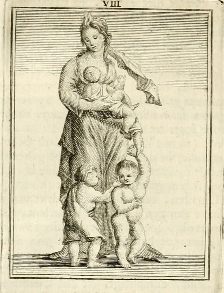An illustration from Tafereel van overdeftige zinnebeelden : gemaelt naer de deuchden, ondeuchden, gemoetsdriften der menschen, straffen Godts, en zegeningen : eerst beschreven door Cesare Ripa, Pierius Valerianus, Orus Apollo, en anderen ..., 1722, leaf 49
