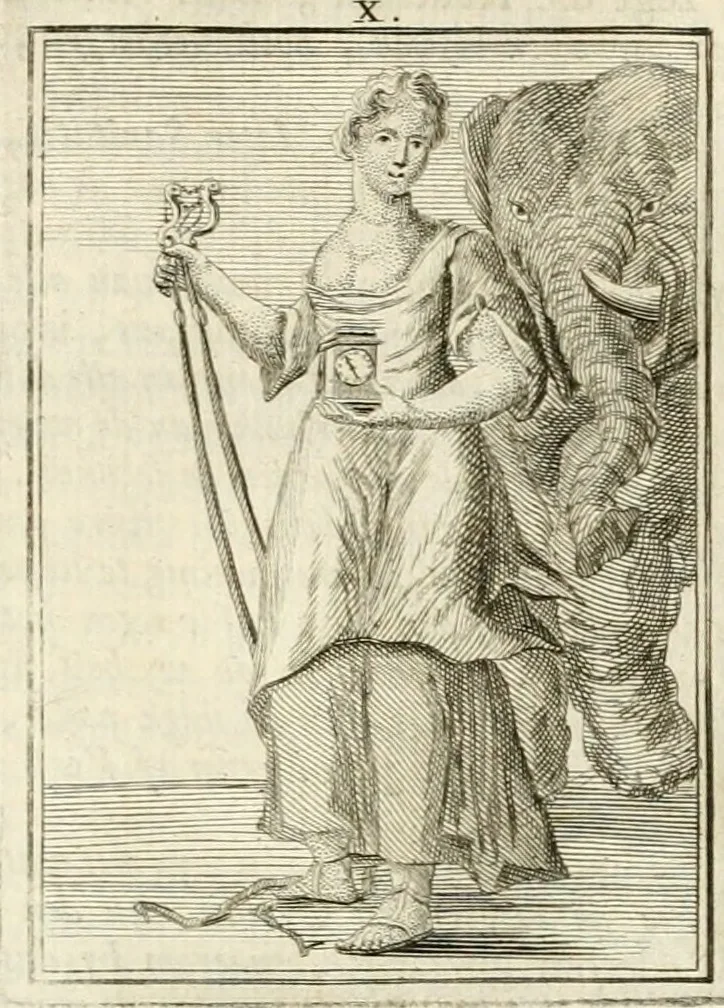 An illustration from Tafereel van overdeftige zinnebeelden : gemaelt naer de deuchden, ondeuchden, gemoetsdriften der menschen, straffen Godts, en zegeningen : eerst beschreven door Cesare Ripa, Pierius Valerianus, Orus Apollo, en anderen ..., 1722, leaf 64