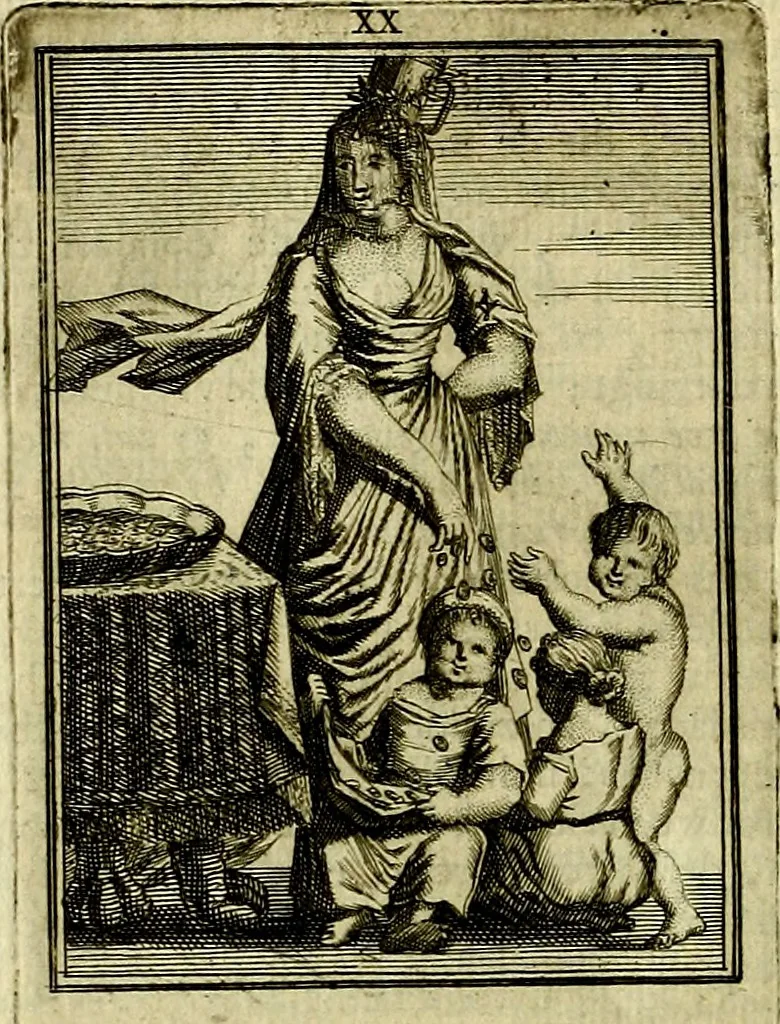 An illustration from Tafereel van overdeftige zinnebeelden, gemaelt naer de deuchden, ondeuchden, gemoetsdriften der menschen, straffen Godts, en zegeningen, 1722, leaf 111