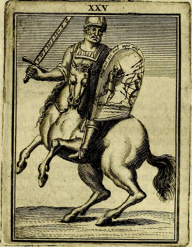 An illustration from Tafereel van overdeftige zinnebeelden, gemaelt naer de deuchden, ondeuchden, gemoetsdriften der menschen, straffen Godts, en zegeningen, 1722, leaf 147