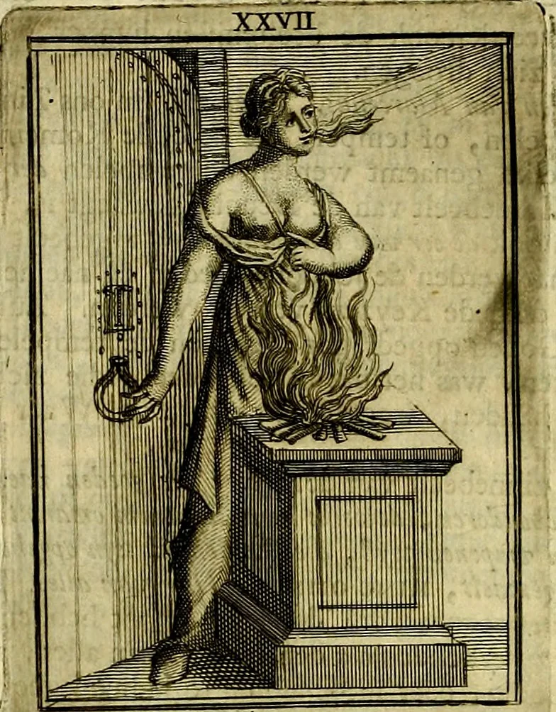 An illustration from Tafereel van overdeftige zinnebeelden, gemaelt naer de deuchden, ondeuchden, gemoetsdriften der menschen, straffen Godts, en zegeningen, 1722, leaf 159