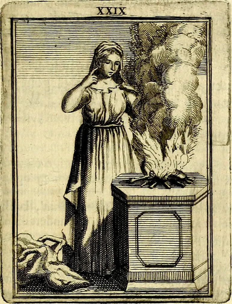 An illustration from Tafereel van overdeftige zinnebeelden, gemaelt naer de deuchden, ondeuchden, gemoetsdriften der menschen, straffen Godts, en zegeningen, 1722, leaf 174