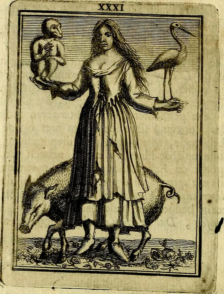 An illustration from Tafereel van overdeftige zinnebeelden, gemaelt naer de deuchden, ondeuchden, gemoetsdriften der menschen, straffen Godts, en zegeningen, 1722, leaf 187