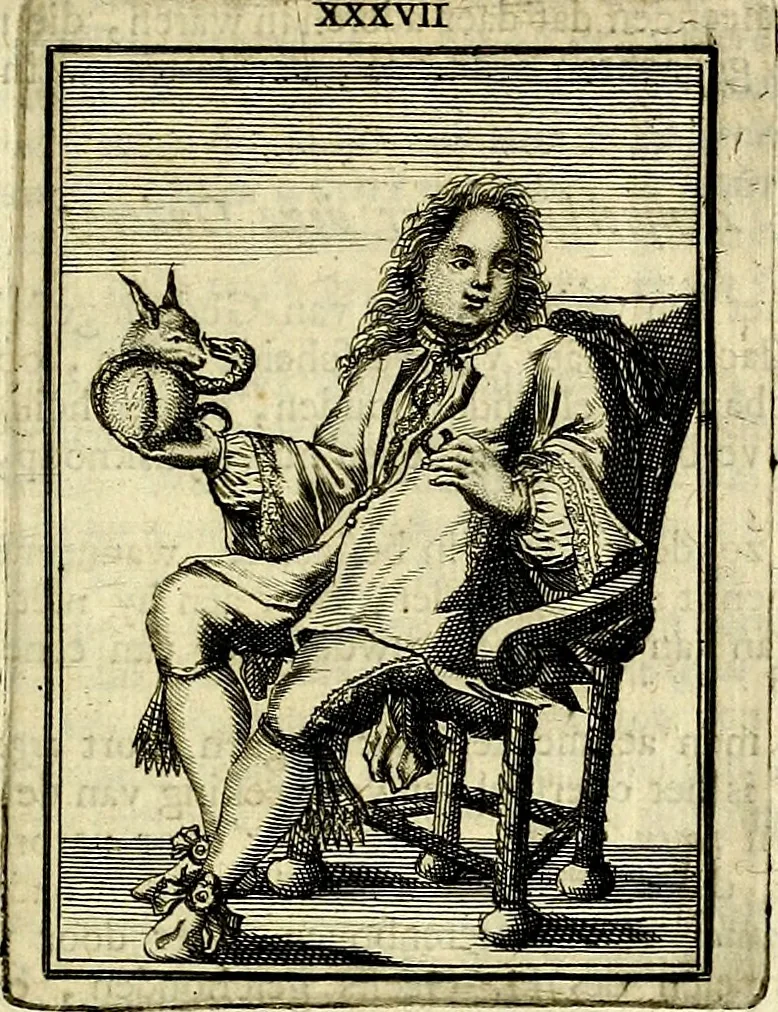 An illustration from Tafereel van overdeftige zinnebeelden, gemaelt naer de deuchden, ondeuchden, gemoetsdriften der menschen, straffen Godts, en zegeningen, 1722, leaf 224