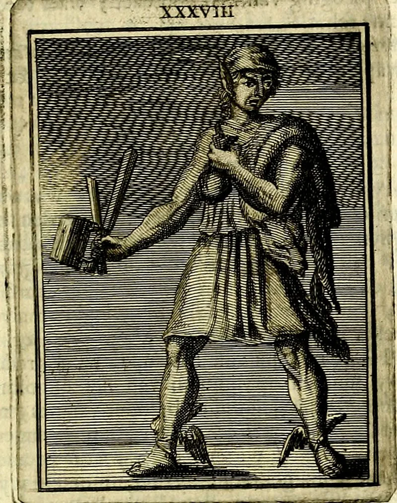 An illustration from Tafereel van overdeftige zinnebeelden, gemaelt naer de deuchden, ondeuchden, gemoetsdriften der menschen, straffen Godts, en zegeningen, 1722, leaf 228