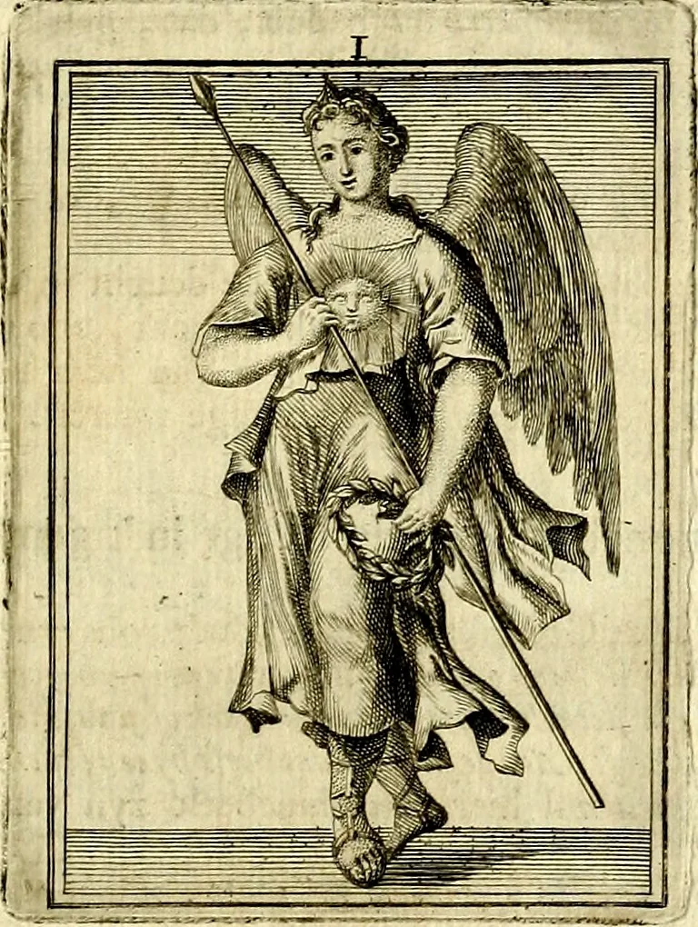 An illustration from Tafereel van overdeftige zinnebeelden, gemaelt naer de deuchden, ondeuchden, gemoetsdriften der menschen, straffen Godts, en zegeningen, 1722, leaf 24