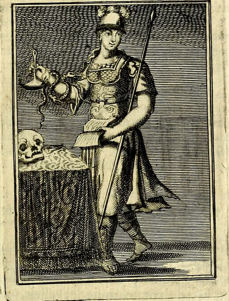 An illustration from Tafereel van overdeftige zinnebeelden, gemaelt naer de deuchden, ondeuchden, gemoetsdriften der menschen, straffen Godts, en zegeningen, 1722, leaf 284