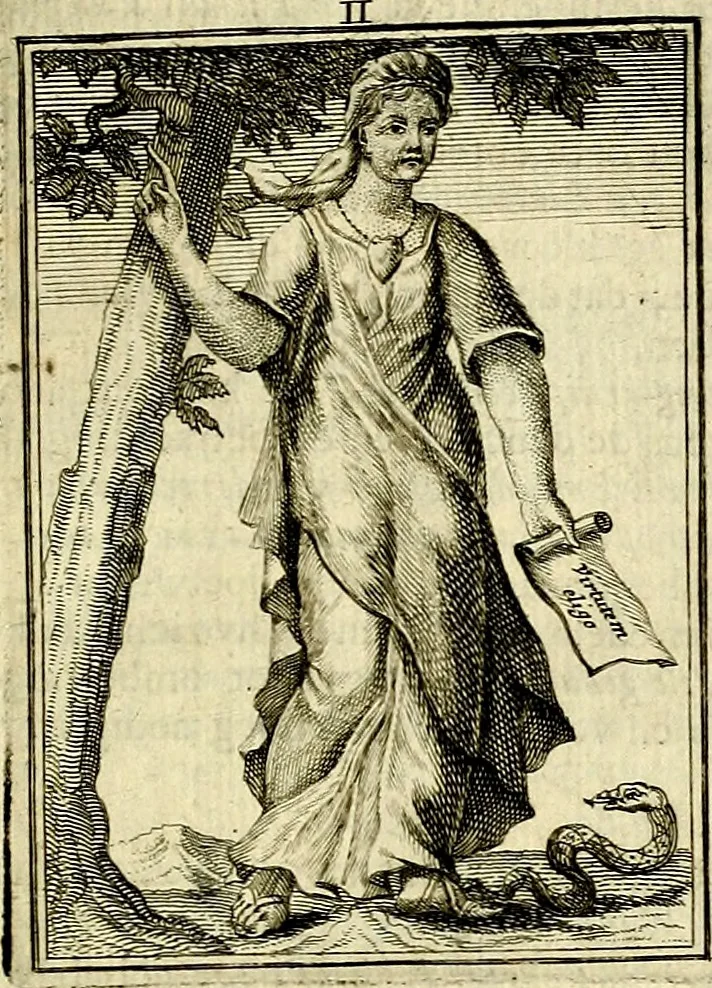 An illustration from Tafereel van overdeftige zinnebeelden, gemaelt naer de deuchden, ondeuchden, gemoetsdriften der menschen, straffen Godts, en zegeningen, 1722, leaf 30