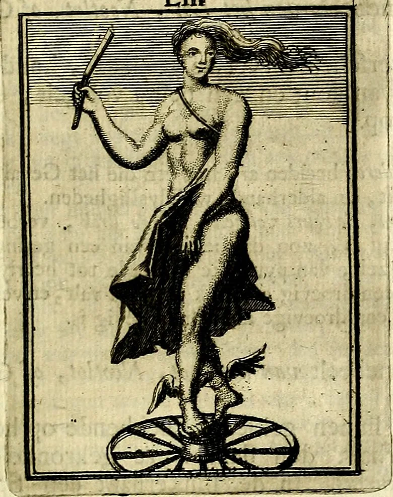 An illustration from Tafereel van overdeftige zinnebeelden, gemaelt naer de deuchden, ondeuchden, gemoetsdriften der menschen, straffen Godts, en zegeningen, 1722, leaf 338