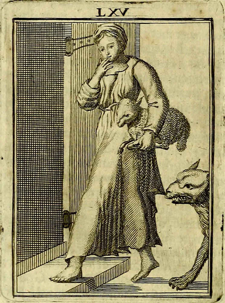 An illustration from Tafereel van overdeftige zinnebeelden, gemaelt naer de deuchden, ondeuchden, gemoetsdriften der menschen, straffen Godts, en zegeningen, 1722, leaf 429