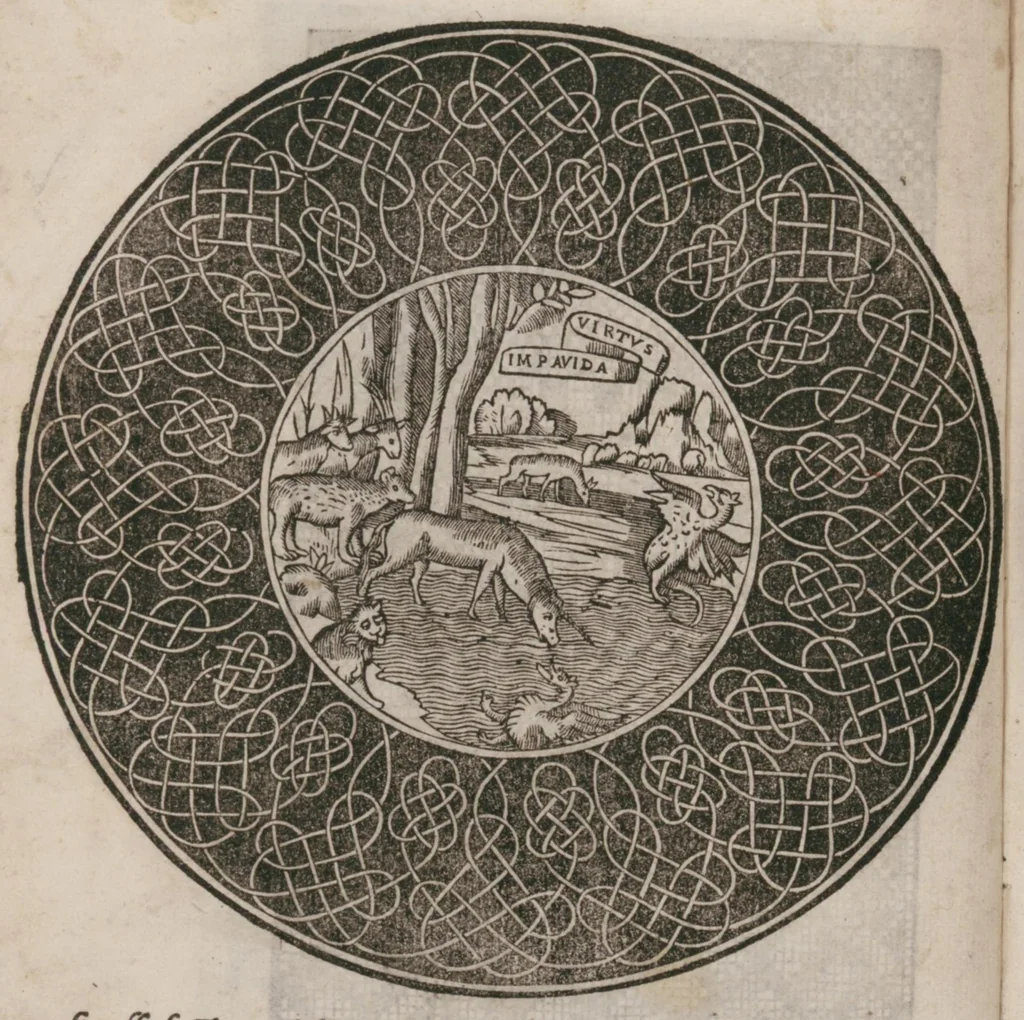 An illustration from Opera nuova che insegna a le Dõne a cuscire : a raccãmare et a disegnar a ciascuno : Et la ditta opera sara di grande utilita ad ogni artista : per esser il disegno ad ogniuno necessario : laqual e intitolata esempio di racãmi, 1530, leaf 19