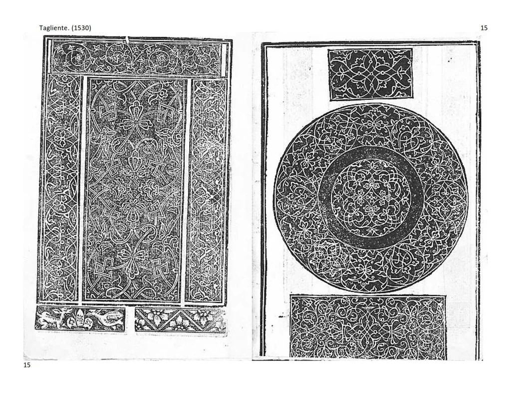 An illustration from Opera nuova che insegna a le donne cusire, a racammare, & a disegnare a ciascuno: et la detta opera sara di grande utilita ad ogni artista, per esser il disegno a ognuno necessario, la qual intitolata esempio di recammi, 1530, leaf 14