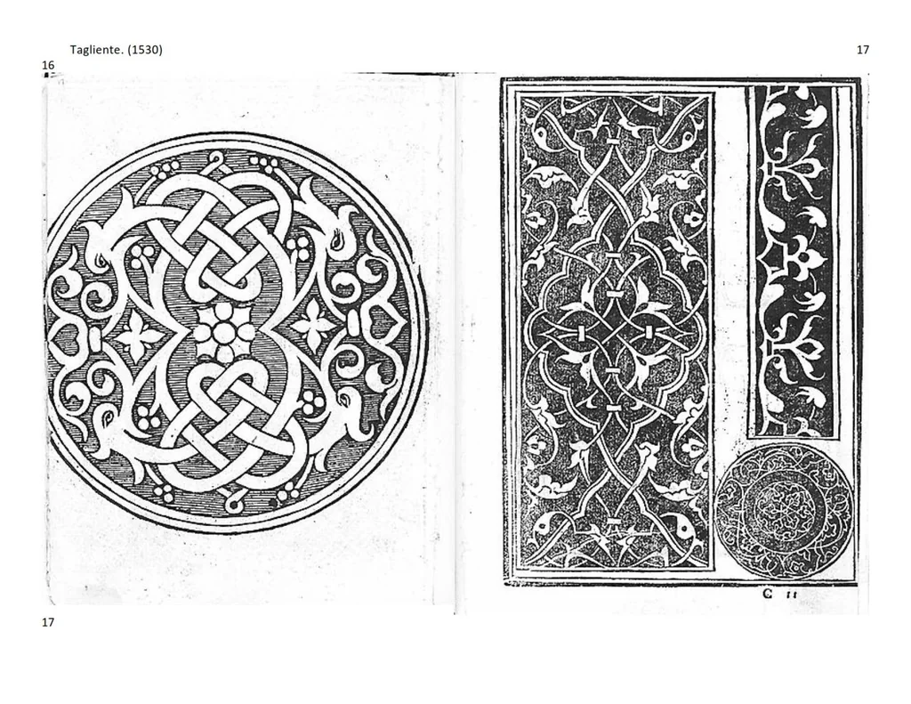 An illustration from Opera nuova che insegna a le donne cusire, a racammare, & a disegnare a ciascuno: et la detta opera sara di grande utilita ad ogni artista, per esser il disegno a ognuno necessario, la qual intitolata esempio di recammi, 1530, leaf 16