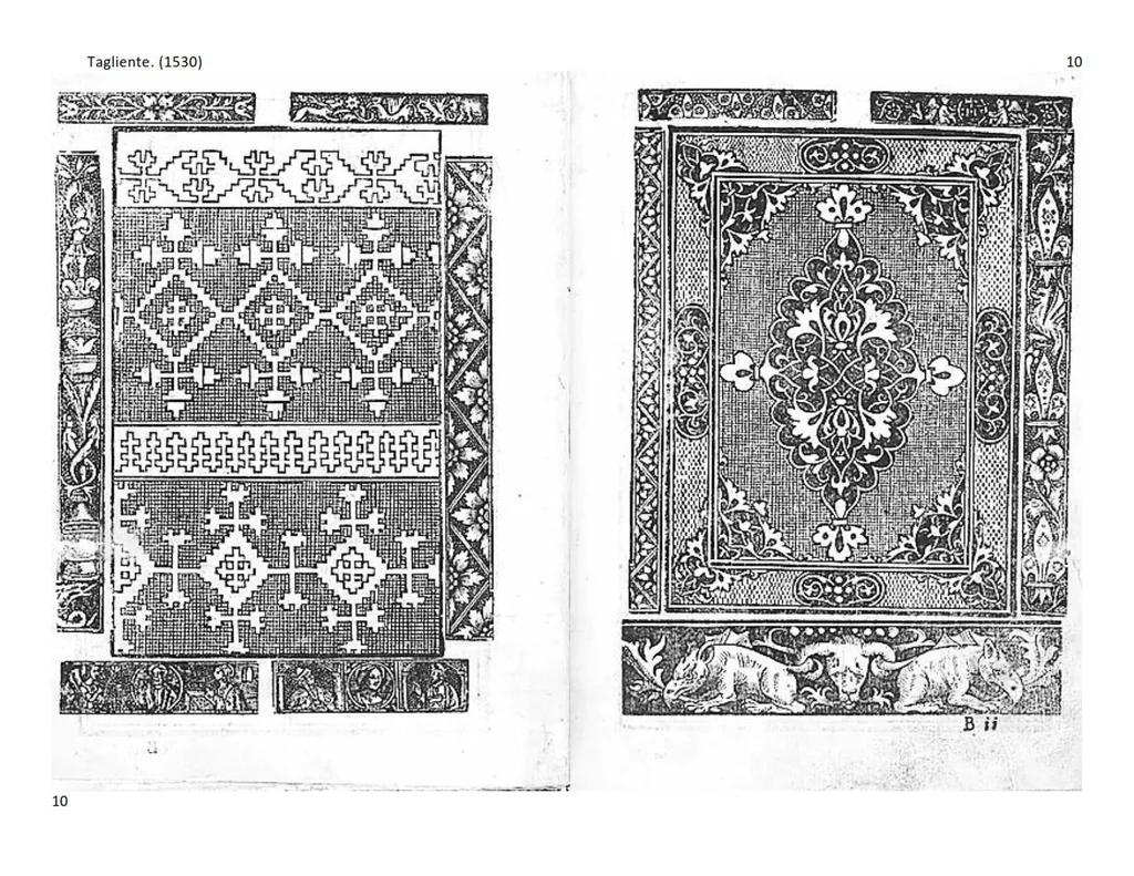 An illustration from Opera nuova che insegna a le donne cusire, a racammare, & a disegnare a ciascuno: et la detta opera sara di grande utilita ad ogni artista, per esser il disegno a ognuno necessario, la qual intitolata esempio di recammi, 1530, leaf 9