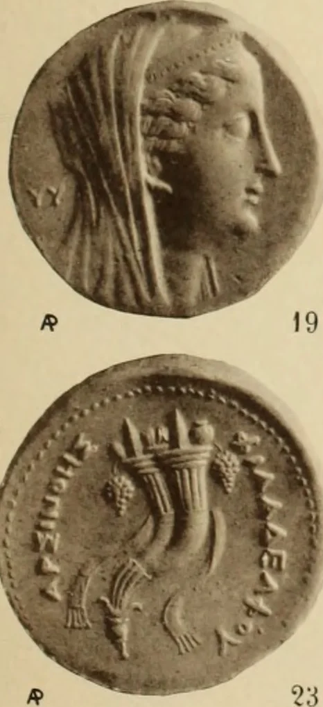 An illustration from Ta nomismata tou kratous ton Ptolemaion, 1904, leaf 66