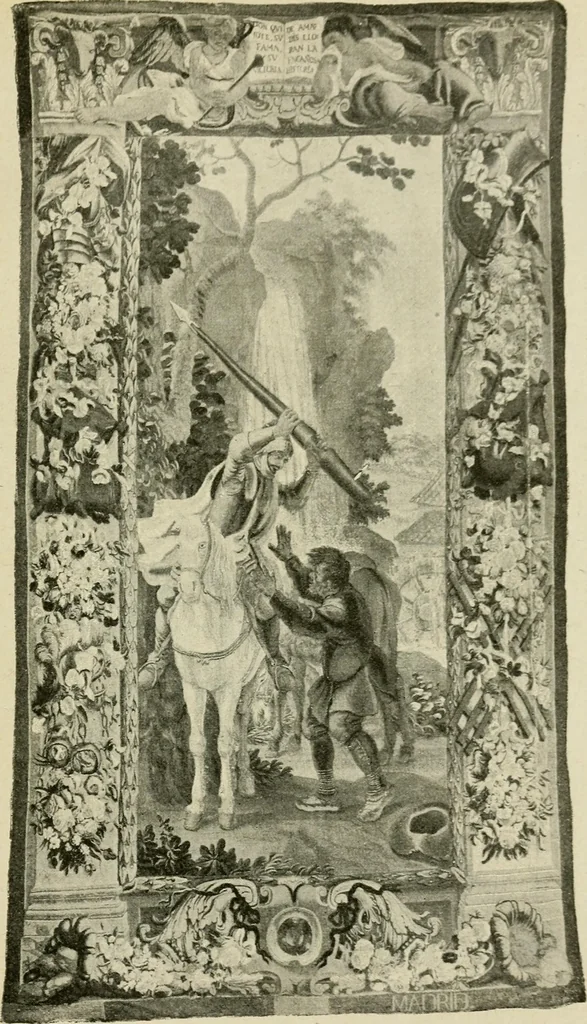 An illustration from Tapestries and carpets from the palace of the Pardo [sic], woven at the royal manufactory of Madrid, loaned by His Majesty the King of Spain for exhibition by the Hispanic Society of America, 1917, leaf 28