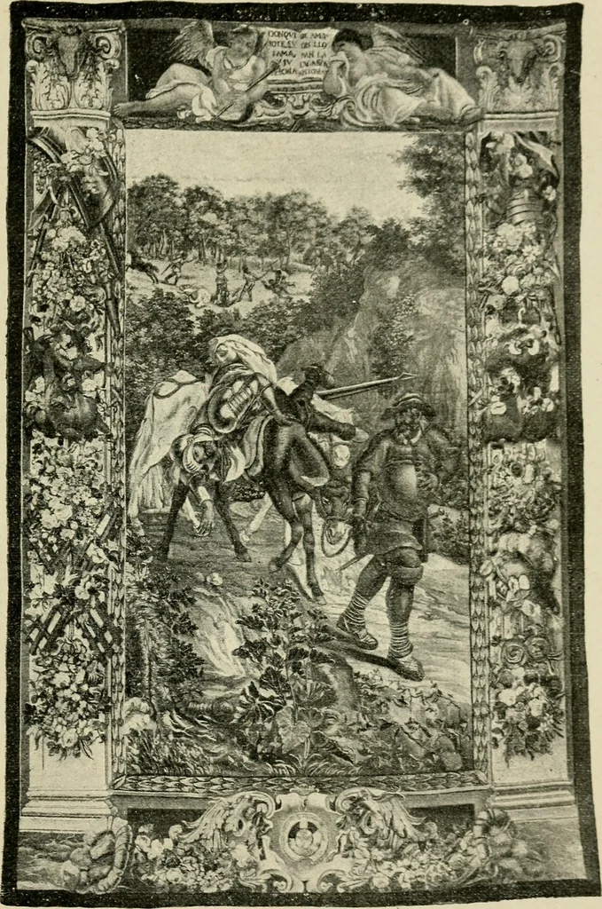 An illustration from Tapestries and carpets from the palace of the Pardo [sic], woven at the royal manufactory of Madrid, loaned by His Majesty the King of Spain for exhibition by the Hispanic Society of America, 1917, leaf 38