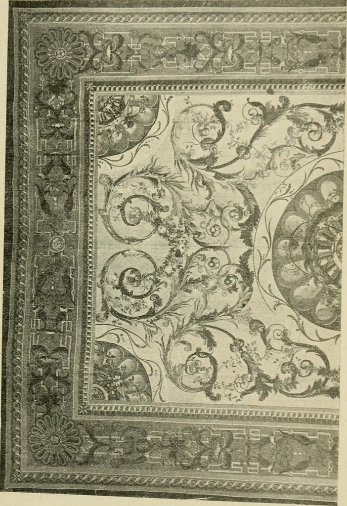 An illustration from Tapestries and carpets from the palace of the Pardo [sic], woven at the royal manufactory of Madrid, loaned by His Majesty the King of Spain for exhibition by the Hispanic Society of America, 1917, leaf 60