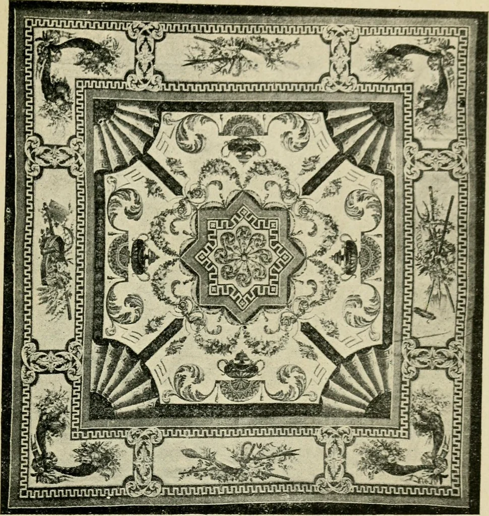 An illustration from Tapestries and carpets from the palace of the Pardo [sic], woven at the royal manufactory of Madrid, loaned by His Majesty the King of Spain for exhibition by the Hispanic Society of America, 1917, leaf 62