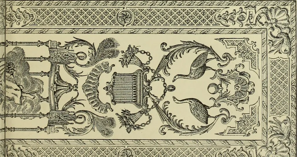An illustration from Tapisseries, broderies et dentelles; recueil de modeles anciens et modernes, 1890, leaf 158
