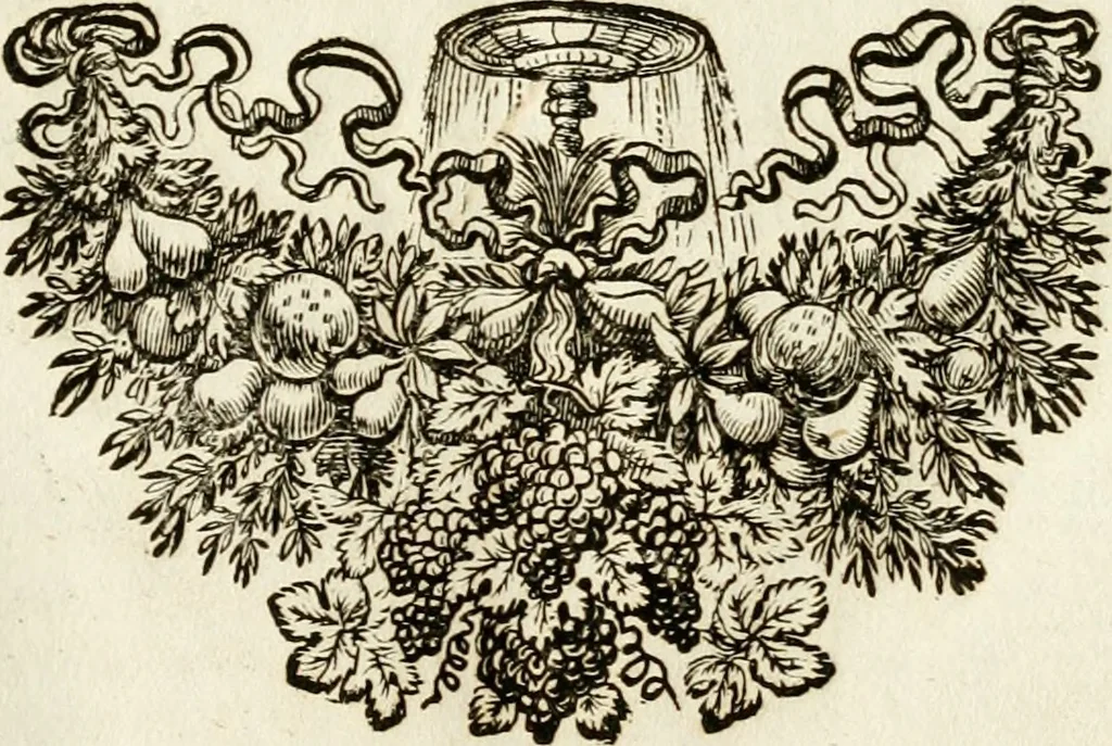 An illustration from Tapisseries du roy, ou sont representez les quatre elemens et les quatre saisons : avec les devises qvi les accompagnent et leur explication = Königliche französische Tapezereyen, oder überaus schöne Sinn-Bilder, in welchen die vier Element, samt den vier Jahr-Zeiten, neben den Dencksprüchen und ihren Ausslegungen, vorgestellet werden, 1690, leaf 140