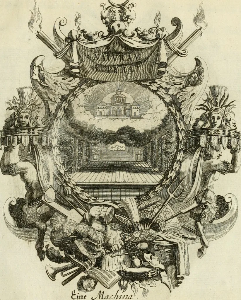 An illustration from Tapisseries du roy, ou sont representez les quatre elemens et les quatre saisons : avec les devises qvi les accompagnent et leur explication = Königliche französische Tapezereyen, oder überaus schöne Sinn-Bilder, in welchen die vier Element, samt den vier Jahr-Zeiten, neben den Dencksprüchen und ihren Ausslegungen, vorgestellet werden, 1690, leaf 150